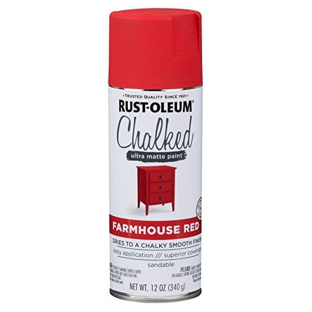 Rust-Oleum 329193 Chalked Ultra Matte Spray Paint, 12 Ounce, Farmhouse Red